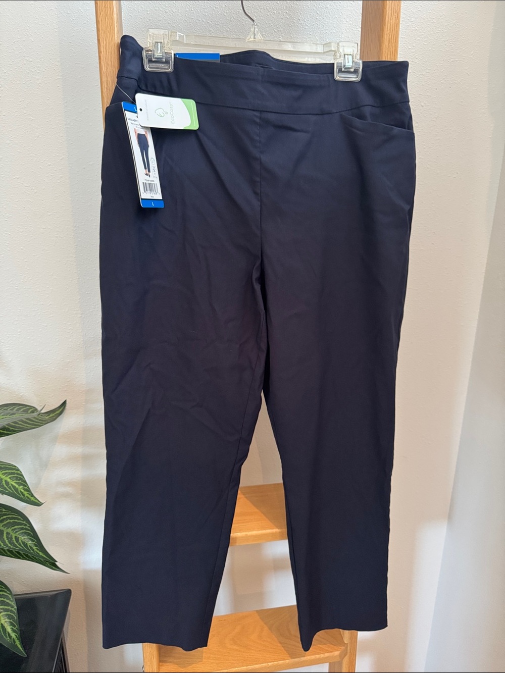 NWT Hilary Radley Stretch Pull-On Navy Ankle Pants EcoCosy 27 in inseam